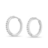Goldie - Diamond Set Huggie Hoop Earrings - 14k White Gold