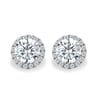 Laurel - Round Halo Earrings - 18k White Gold