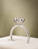 Platinum | 8.5mm Round Moissanite | Lab Diamond side stones