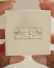 18k Yellow Gold | 7mm Round Moissanite | Lab Diamond side stones
