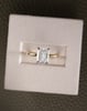 18k Yellow Gold / Platinum | High Set | 8x6mm Emerald Moissanite