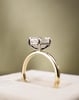 18k Yellow Gold / Platinum | High Set | 8x6mm Emerald Moissanite