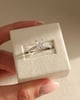 Platinum | 8x6mm Elongated Cushion Moissanite | Lab Diamond side stones