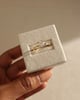 18k Yellow Gold | 7mm Round Moissanite | Lab Diamond side stones