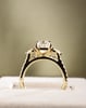 18k Yellow Gold | 9x7mm Elongated Cushion Moissanite | Lab Diamond side stones