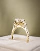 18k Yellow Gold | 9x7mm Elongated Cushion Moissanite | Lab Diamond side stones
