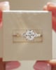 18k Yellow Gold / Platinum | 8x6mm Elongated Cushion Moissanite | Lab Diamond side stones