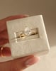 18k Yellow Gold | 10x7mm Pear Moissanite | Lab Diamond side stones