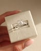 Platinum | 9x7mm Elongated Cushion Moissanite | Lab Diamond side stones