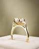 18k Yellow Gold | 9x7mm Elongated Cushion Moissanite | Lab Diamond side stones