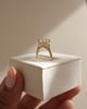 18k Yellow Gold | 9x7mm Elongated Cushion Moissanite | Lab Diamond side stones