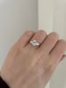 Platinum | 11x5.5mm Elongated Hexagon Moissanite | Lab Diamond side stones