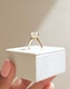 18k Yellow Gold | 9x6.5mm Oval Moissanite | Lab Diamond side stones