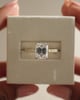 18k Yellow Gold / Platinum | 9x7mm Emerald Moissanite | Lab Diamond side stones