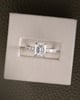 Platinum | 8x6mm Emerald Moissanite | Lab Diamond side stones