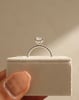 Platinum | 8.5x6.5mm Emerald Moissanite | Lab Diamond side stones