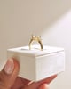 18k Yellow Gold | 8mm Round Moissanite | Lab Diamond side stones