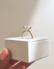 18k Yellow Gold | 8.5x6.5mm Emerald Moissanite | Lab Diamond side stones
