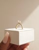 18k Yellow Gold | 9x6mm Pear Moissanite | Lab Diamond side stones