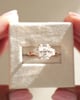 18k Rose Gold | 8.5x6.5mm Radiant Moissanite | Moissanite side stones