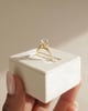 18k Yellow Gold | 8mm Round Moissanite | Lab Diamond side stones