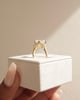 18k Yellow Gold | Low Set | 10x8mm Elongated Cushion Moissanite | Moissanite side stones