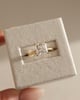 18k Yellow Gold | 7.5mm Princess Moissanite | Lab Diamond side stones