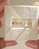 18k Yellow Gold / Platinum | 6mm Princess Moissanite | Lab Diamond side stones