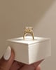 18k Yellow Gold | 13x6.5mm Elongated Hexagon Moissanite | Lab Diamond side stones