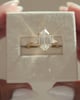 18k Yellow Gold | 13x6.5mm Elongated Hexagon Moissanite | Lab Diamond side stones