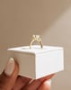18k Yellow Gold | 8x6mm Elongated Cushion Moissanite | Lab Diamond side stones