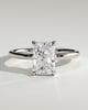 Adina - Radiant Floating Low Set Flush Solitaire with Hidden Halo - 18k White Gold