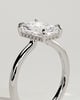 Adina - Radiant Floating Low Set Flush Solitaire with Hidden Halo - 18k White Gold