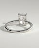 Adina - Radiant Floating Low Set Flush Solitaire with Hidden Halo - 18k White Gold