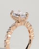 Agnes - Elongated Hexagon Claw Solitaire with Marquise and Round Accent Stones Engagement Ring - 18k Rose Gold