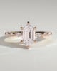 Agnes - Elongated Hexagon Claw Solitaire with Marquise and Round Accent Stones Engagement Ring - 18k Rose Gold