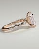Agnes - Elongated Hexagon Claw Solitaire with Marquise and Round Accent Stones Engagement Ring - 18k Rose Gold