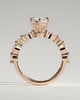 Agnes - Elongated Hexagon Claw Solitaire with Marquise and Round Accent Stones Engagement Ring - 18k Rose Gold