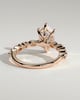 Agnes - Elongated Hexagon Claw Solitaire with Marquise and Round Accent Stones Engagement Ring - 18k Rose Gold