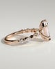 Agnes - Elongated Hexagon Claw Solitaire with Marquise and Round Accent Stones Engagement Ring - 18k Rose Gold