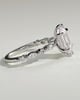 Agnes - Elongated Hexagon Claw Solitaire with Marquise and Round Accent Stones Engagement Ring - 18k White Gold