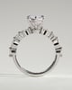 Agnes - Elongated Hexagon Claw Solitaire with Marquise and Round Accent Stones Engagement Ring - 18k White Gold