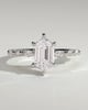 Agnes - Elongated Hexagon Claw Solitaire with Marquise and Round Accent Stones Engagement Ring - 18k White Gold