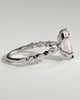 Agnes - Elongated Hexagon Claw Solitaire with Marquise and Round Accent Stones Engagement Ring - 18k White Gold