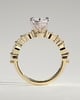 Agnes - Elongated Hexagon Claw Solitaire with Marquise and Round Accent Stones Engagement Ring - 18k Yellow Gold / 18k White Gold