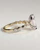 Agnes - Elongated Hexagon Claw Solitaire with Marquise and Round Accent Stones Engagement Ring - 18k Yellow Gold / 18k White Gold
