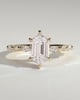 Agnes - Elongated Hexagon Claw Solitaire with Marquise and Round Accent Stones Engagement Ring - 18k Yellow Gold