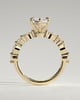 Agnes - Elongated Hexagon Claw Solitaire with Marquise and Round Accent Stones Engagement Ring - 18k Yellow Gold