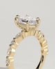 Agnes - Elongated Hexagon Claw Solitaire with Marquise and Round Accent Stones Engagement Ring - 18k Yellow Gold