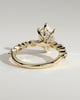 Agnes - Elongated Hexagon Claw Solitaire with Marquise and Round Accent Stones Engagement Ring - 18k Yellow Gold